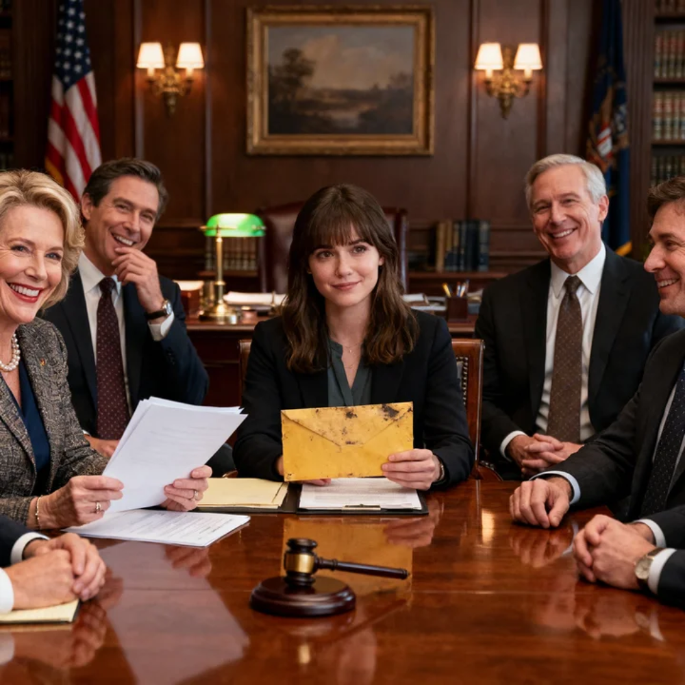 ON THE DAY OF GRANDPA’S WILL READING, MY STEPMOTHER WAS CELEBRATING THE MILLIONS SHE INHERITED. BUT INSTEAD OF A CHECK, I RECEIVED ONLY A YELLOWED ENVE-LOPE. INSIDE, THERE WAS A PHONE NUMBER. “IT’S PROBABLY HIS UNPAID MEDICAL BILLS!” SHE SAID, LAUGHING. BUT WHEN I CALLED… A VOICE SAID: “I’VE BEEN WAITING FOR YOUR CALL MADAM CHAIRWOMAN