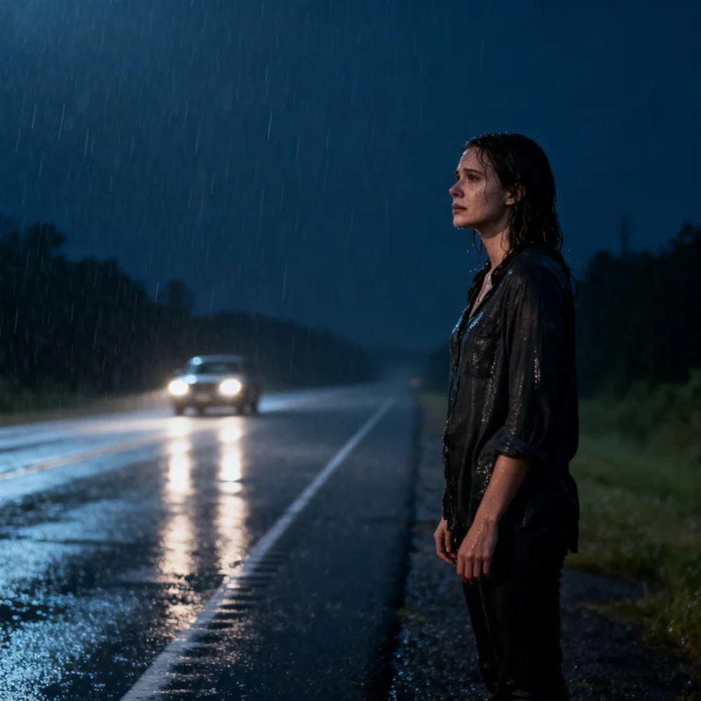 MY HUSBAND LEFT ME IN THE RAIN, 37 MILES FROM HOME. HE SAID I “NEEDED A LESSON.” I DIDN’T ARGUE. I JUST WATCHED HIM DRIVE AWAY. A BLACK TRUCK PULLED UP MOMENTS LATER. MY BODYGUARD STEPPED OUT, CALM AND READY. I SMILED AS I CLIMBED IN. HIS CRUELTY HAD ENDED. HIS WAS HIS LAST MISTAKE…