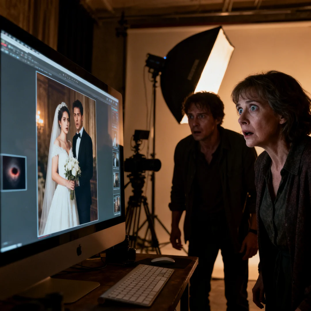 A MONTH AFTER MY DAUGHTER’S WEDDING, THE PHOTOGRAPHER CALLED ME IN A PANIC: “MA’AM, I FOUND SOMETHING TERRIBLE IN THE PHOTOS. COME NOW, BUT DON’T TELL HER!” I RUSHED OVER, CONFUSED AND WORRIED. BUT WHEN HE SHOWED ME THE HIDDEN DETAIL IN THE PICTURES… IT CHANGED EVERYTHING!